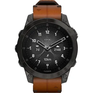 Sapphire black titanium mit Chestnut Lederarmband