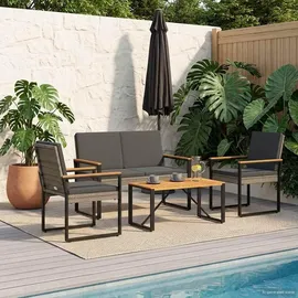 vidaXL Gartenmöbel Set 4-tlg. Grau/Dunkelgrau
