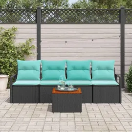 vidaXL Gartenlounge-Set 5-tlg. schwarz