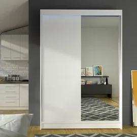 Mirjan24 Schiebetürenschrank Lino I, mit Spiegel, Kleiderschrank vom Hersteller (Weiß, mit RGB LED Beleuchtung) - Weiß