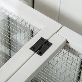 PawHut Kleintierstall mit Freilaufgehege 108 x 58 x 73,5 cm Grau