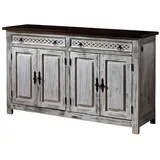 Massivmoebel24 Sideboard Mango / Akazie 150x45x90 weiß gewachst CASTLE-ANTIK #261 | 2 Jahre Gewährleistung - mind. 14 Tage Rückgaberecht | Weiß