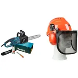 Makita UC4051AK Elektro-Kettensäge 40 cm + Zubehör im Koffer & Oregon Yukon Kettensägen-Sicherheitshelm mit Gehörschutz und Netzvisier (562412), Orange, Einheitsgröße