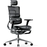 Diablo Chairs Diablo V-Master Bürostuhl Ergonomisch Schreibtischstuhl Fußstütze Mesh 3D Armlehnen Kopfstütze Sitz Verstellbar Flexible Lendenwirbelstütze (Schwarz)