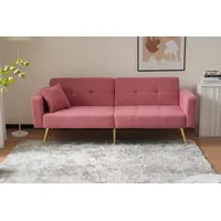 OKWISH Schlafsofa mit Bettfunktion, Bettsofa,Klappsofa,Gästebett, verstellbarem Winkel rosa