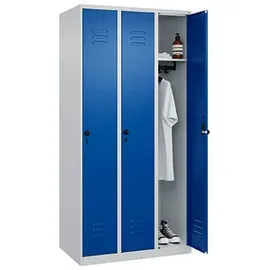 Californian Products CP Spind Classic Plus lichtgrau, enzianblau 080000-30 S10003, 3 Schließfächer 90,0 x 50,0 x 185,0 cm