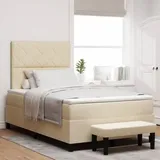 vidaXL Boxspringbett mit Matratze & Bank Beige 120x200 cm Stoff