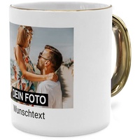 PhotoFancy® - Fototasse - Personalisierte Tasse mit eigenem Foto - Gold Glänzend - Layout 1 Bild + Text