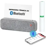 Mobiler Thermodrucker Bluetooth A4 – kleiner tragbarer Reisedrucker mit Thermopapier ohne Tinte und Toner, kompatibel mit Windows, Macs und Android-Handys, iOS – PeriPage Grau