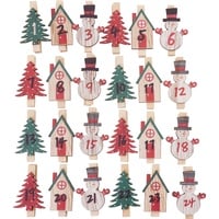 VBS Adventszahlen TAMMO 1-24 mit Holz-Klammern 3,5 – 4 cm Adventskalender Advent