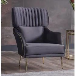 Casa Padrino Luxus Wohnzimmer Sessel Lila / Gold H. 99 cm - Luxus Möbel