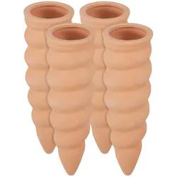 Relaxdays Tonkegel Bewässerung, 4er Set, Bewässerungshilfe für Pflanzen, für 1,5 L Flaschen, HxD 16,5 x 5 cm, terrakotta