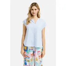 Milano Italy Damen, Ärmelloses Blusentop mit feinen Streifen azure, 42 - 42