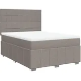 vidaXL Boxspringbett mit Matratze Taupe 140x200 cm Stoff