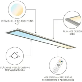 longlifeled gmbh CCT LED Panel 120 x 15 cm 36 W silbern