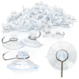 COM-FOUR com-four® 80x Saugnapfhalter, Mehrzweck-Haken mit Metallhaken und Schlitz für die Lichterkette und andere Dekoration