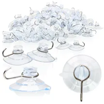 COM-FOUR com-four® 80x Saugnapfhalter, Mehrzweck-Haken mit Metallhaken und Schlitz für die Lichterkette und andere Dekoration