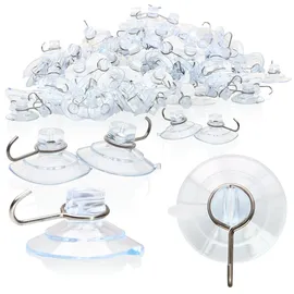 COM-FOUR com-four® 80x Saugnapfhalter, Mehrzweck-Haken mit Metallhaken und Schlitz für die Lichterkette und andere Dekoration