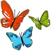 Sizzix Thinlits Stanzschablonen-Set 3PK Pinselstrich-Schmetterlinge von Tim Holtz | 665848 |Kapitel 2 2022, multicolor, One Size