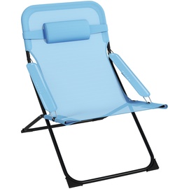Outsunny Klappstuhl mit 4-stufiger Rückenlehnenverstellung und Kopfkissen blau 69L x 91B x 96H cm