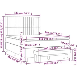 vidaXL Boxspringbett mit Matratze Dunkelbraun 140x200 cm Stoff