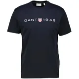 GANT T-Shirt mit Label-Print, Black, M,