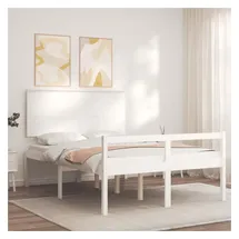 vidaXL Seniorenbett mit Kopfteil 120x200 cm Weiß Massivholz