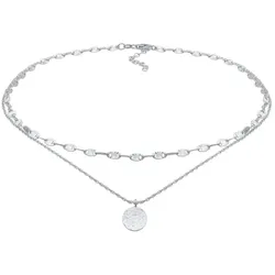 Elli Choker Layer Vintage Plättchen Anhänger 925 Silber Ketten   Damen