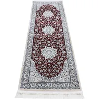 carpetfine Orientteppich Nain Diane Rot 80x600 cm Läufer | Tradtioneller Teppich für Schlaf- und Wohnzimmer