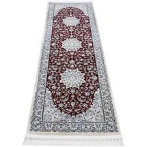 carpetfine Orientteppich Nain Diane Rot 80x600 cm Läufer | Tradtioneller Teppich für Schlaf- und Wohnzimmer