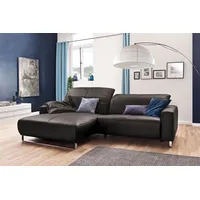 KAWOLA Sofa Ecksofa Leder YORK grau, ohne Sitztiefenverstellung, Recamiere links - Grau