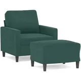 vidaXL Sessel mit Hocker Samt 50,5 x 80 x 62,1 cm Dunkelgrün