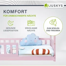 Juskys Kinderbett Marli 90 x 200 cm Kiefer massiv rosa