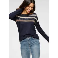 LAURA SCOTT Strickpullover in Streifen-Design mit Glitzersteinen, Gr.: 34