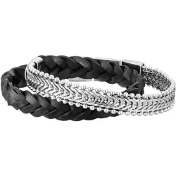 Save Brave SBB-SEAN-BK Herren-Armband Leder/Edelstahl Sean