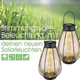 bmf-versand Solarleuchten Garten Laterne 2er Set Solarlampe Außen Leuchte Solar LED Metall - Schwarz/Gelb
