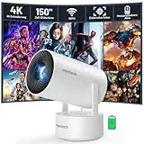 [Eingebauter Akku] Mentech X3 Mini Beamer 4K Heimkino, Mini Projektor, Beamer WiFi6 und BT5.2 mit Android OS, Auto Trapezkorrektur, 180-Grad-Winkel, 150-Zoll-Display für Phone/PC/Xbox, HDMI