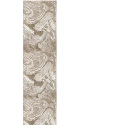 Kadima Design Luxuriöser Wohnzimmer Teppich `Ouse Joy`, Metallische Marmorierung - Farbe: Beige, 80x300 cm