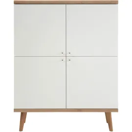 Andas Highboard "Merle", weiß (eiche riviera nb, weiß matt), B:107cm H:134cm T:40cm, Holzwerkstoff, Sideboards, Highboard, Scandi Design, Breite 107 cm