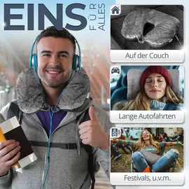 HEIMwert Reisekissen Nackenhörnchen 31 x 21 cm Grau