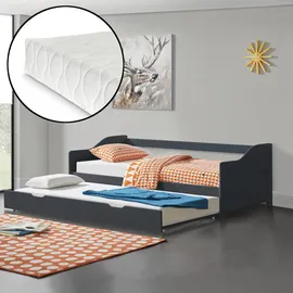 [en.casa] Sofabett Pederholm 90 x 200 cm Dunkelgrau