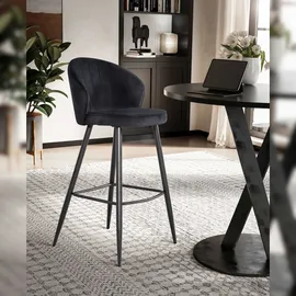 FineBuy 2er Set Barhocker FineBuy Barstuhl Samt Tresenhocker mit Lehne Hocker 110 kg