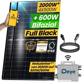 epp solar Epp Balkonkraftwerk Komplettset PV 2000W Bifazial Deye Wechselrichter 2000W