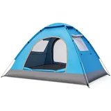 Wurfzelt 3-4 Personen Wasserdicht, Ultraleicht Winddicht Camping Zelt, Automatisches Pop Up Camping Zelt 2 Personen, Kuppelzelt für Strand, Outdoor, Reisen, Wandern, Angeln