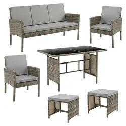 SVITA DENVER Rattan Sitzgruppe Braun