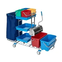 Floorstar 4 Quattro Solid Flachpressenwagen, Stoßfester und resistenter Reinigungswagen, Maße (B x L x H): 58 x 147 x 109 cm