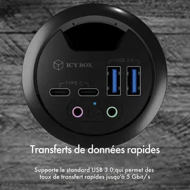 Icy Box IB-HUB1403B 4 Port USB 3.0 Tisch-Hub mit Type-C®, Type-A und Audio Ein-/Ausgang