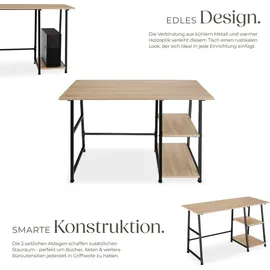Tectake tectake® Schreibtisch, Paisley 120x50x73,5cm Industrial Style, trapezförmiges Gestell, Seitenregal mit 2 Ablagefächern, 120 x 50 x 73,5 cm