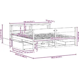 vidaXL Massivholzbett 180 x 200 cm Wachsbraun