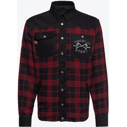 King Kerosin Tough as Steel Workwear Hemd, schwarz-rot, Größe 5XL für Männer